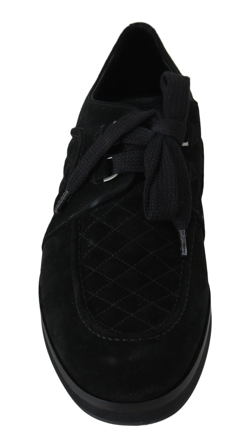 Black Leather Casual Laceup Derby Shoes