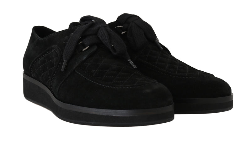Black Leather Casual Laceup Derby Shoes