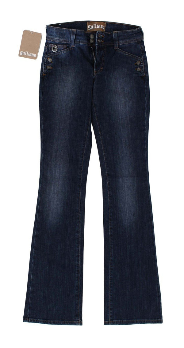 Blue Wash Boot Cut Flair Stretch Cotton Jeans