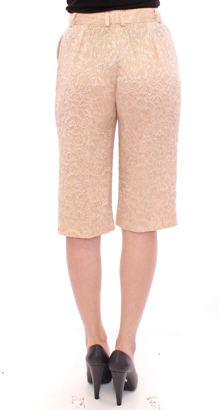 Pink silk baroque pattern shorts pants