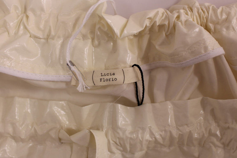 White Above-Knee Stretch Waist Strap Skirt