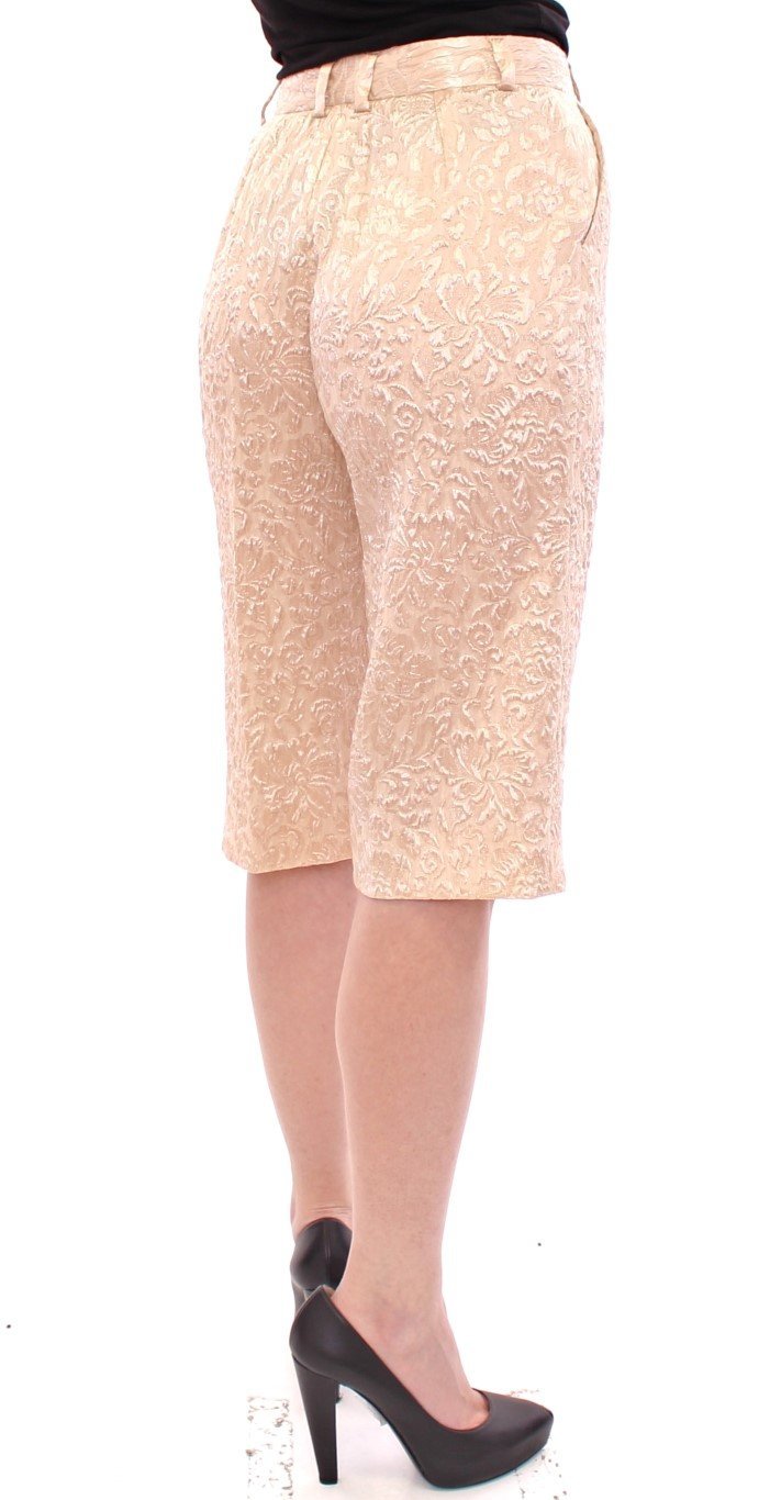 Pink silk baroque pattern shorts pants