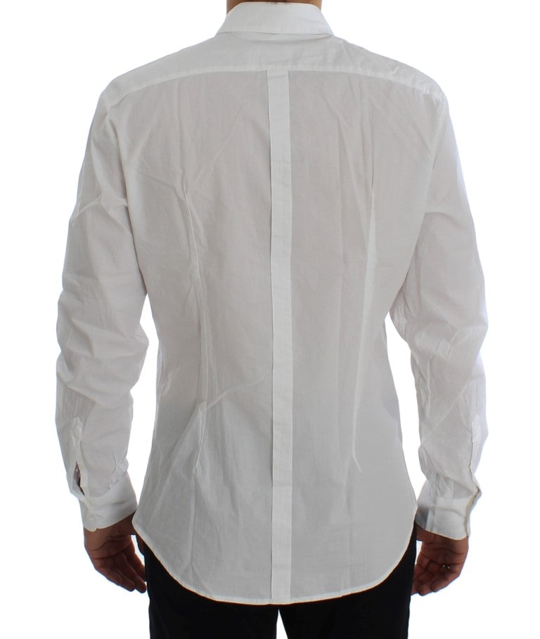 White Cotton Slim GOLD Formal Shirt