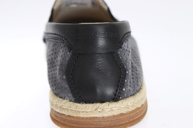 Gray Black Leather Breathable Loafers