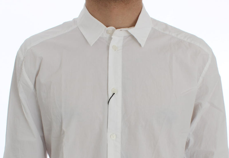 White Cotton Slim GOLD Formal Shirt