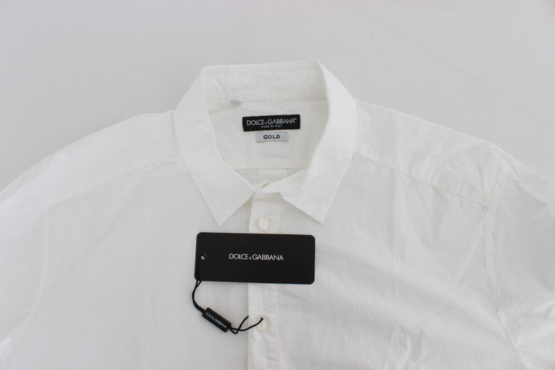 White Cotton Slim GOLD Formal Shirt