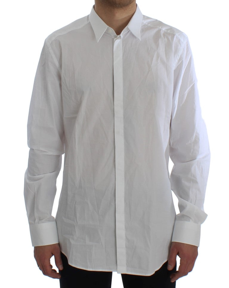 White Cotton Slim GOLD Formal Shirt