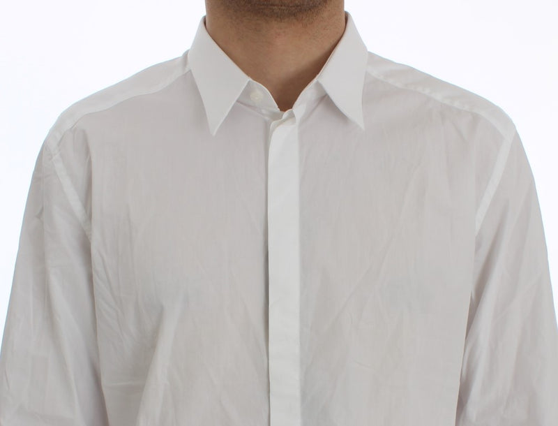 White Cotton Slim GOLD Formal Shirt