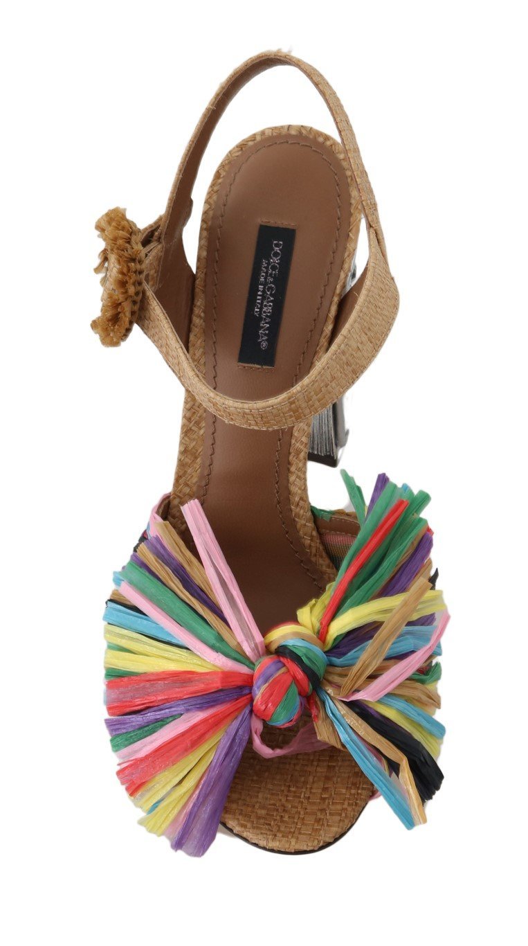 Multicolor Crystal Straw Sandal Shoes