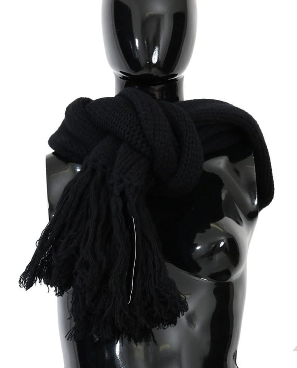 Black Cashmere Knitted Scarf