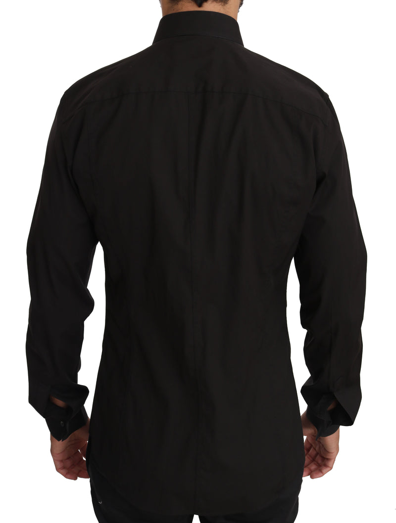 Black Cotton SICILIA Stretch Formal Shirt