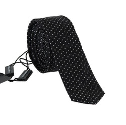 Black Silk White Polka Dot Slim Tie