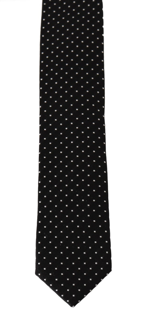 Black Silk White Polka Dot Slim Tie