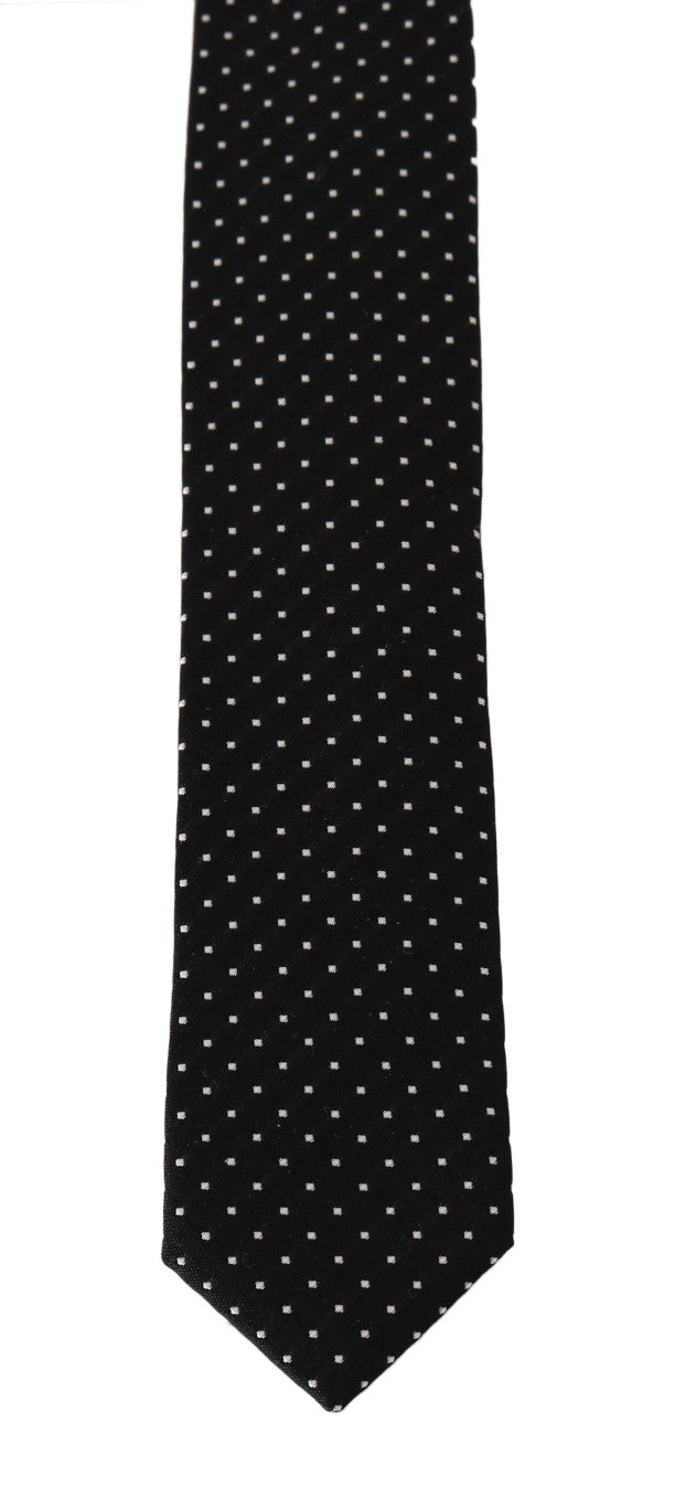 Black Silk White Polka Dot Slim Tie
