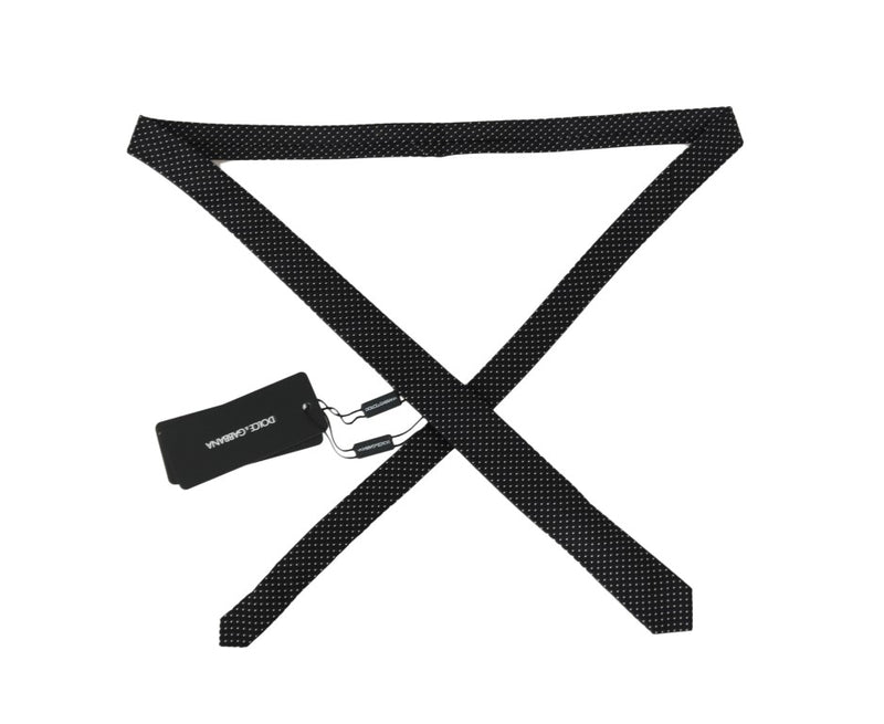 Black Silk White Polka Dot Slim Tie