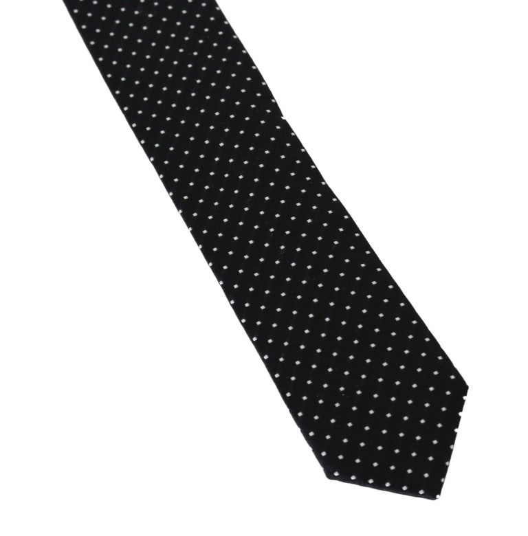 Black Silk White Polka Dot Slim Tie