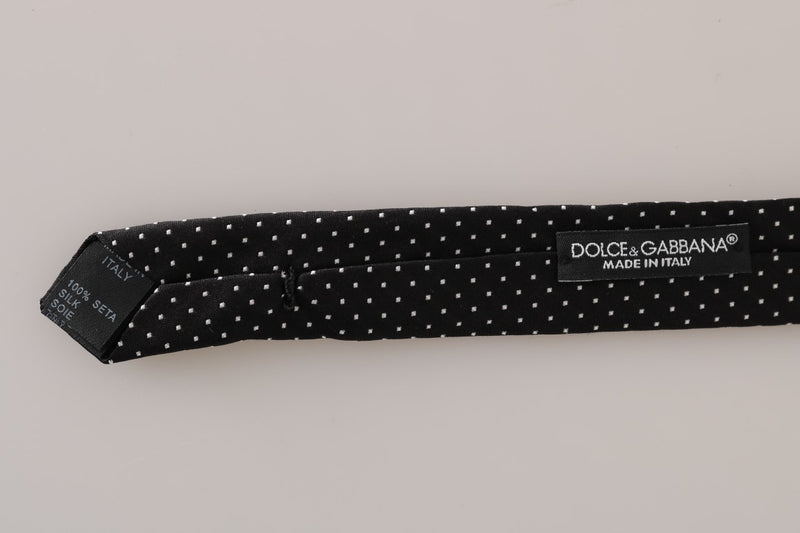 Black Silk White Polka Dot Slim Tie