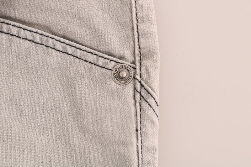 Gray Wash Cotton Slim Jeans