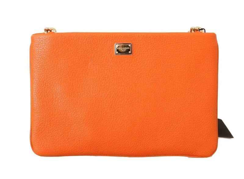 Orange CLEO Leather Heart Crystal Clutch Bag