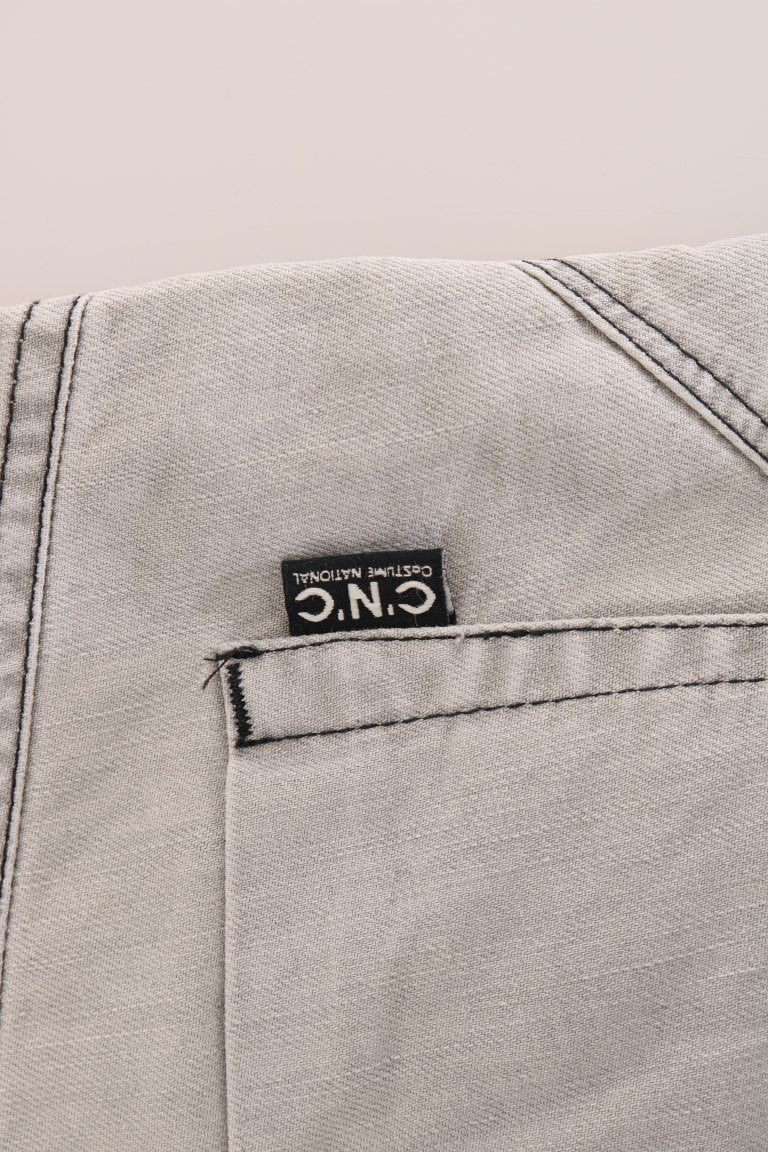 Gray Wash Cotton Slim Jeans