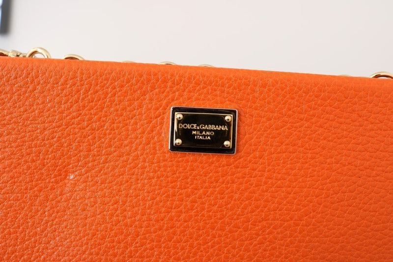 Orange CLEO Leather Heart Crystal Clutch Bag