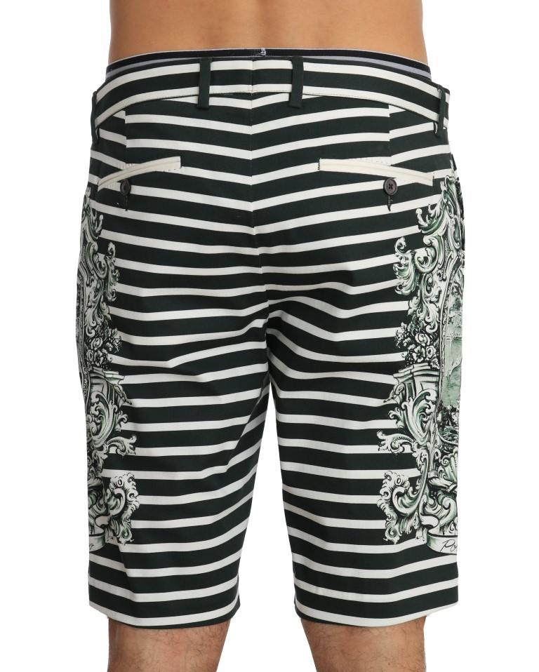 White Green Striped Porto Cervo Shorts