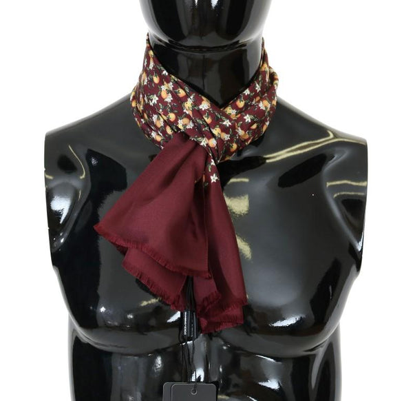 Bordeaux Silk Orange Print Scarf