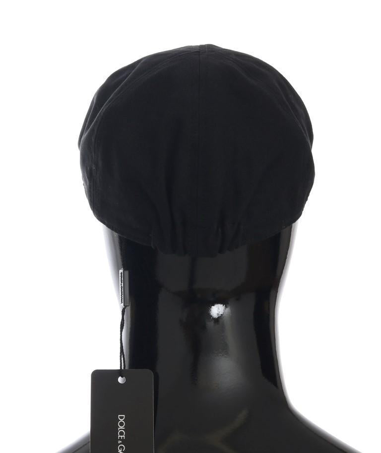 Black Linen Cotton Newsboy Cap
