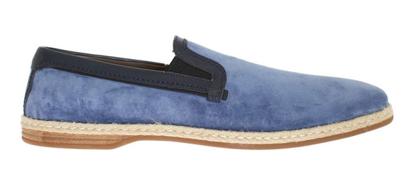 Blue Suede Leather Logo Loafers
