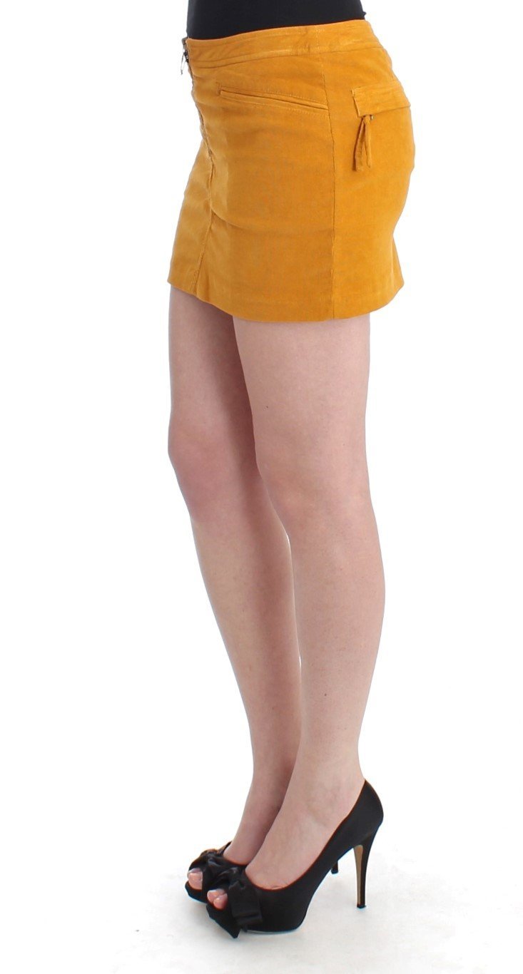 Yellow corduroy mini skirt