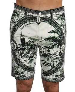 Black Green Saint Tropez Cotton Shorts