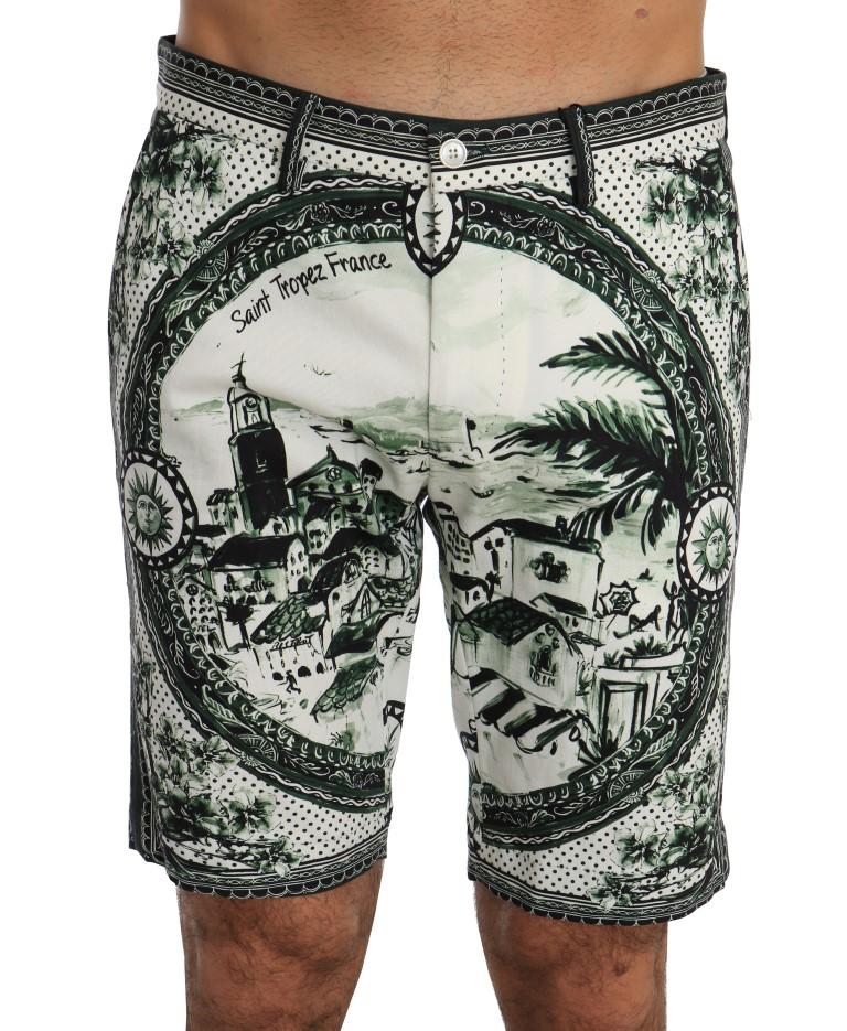 Black Green Saint Tropez Cotton Shorts