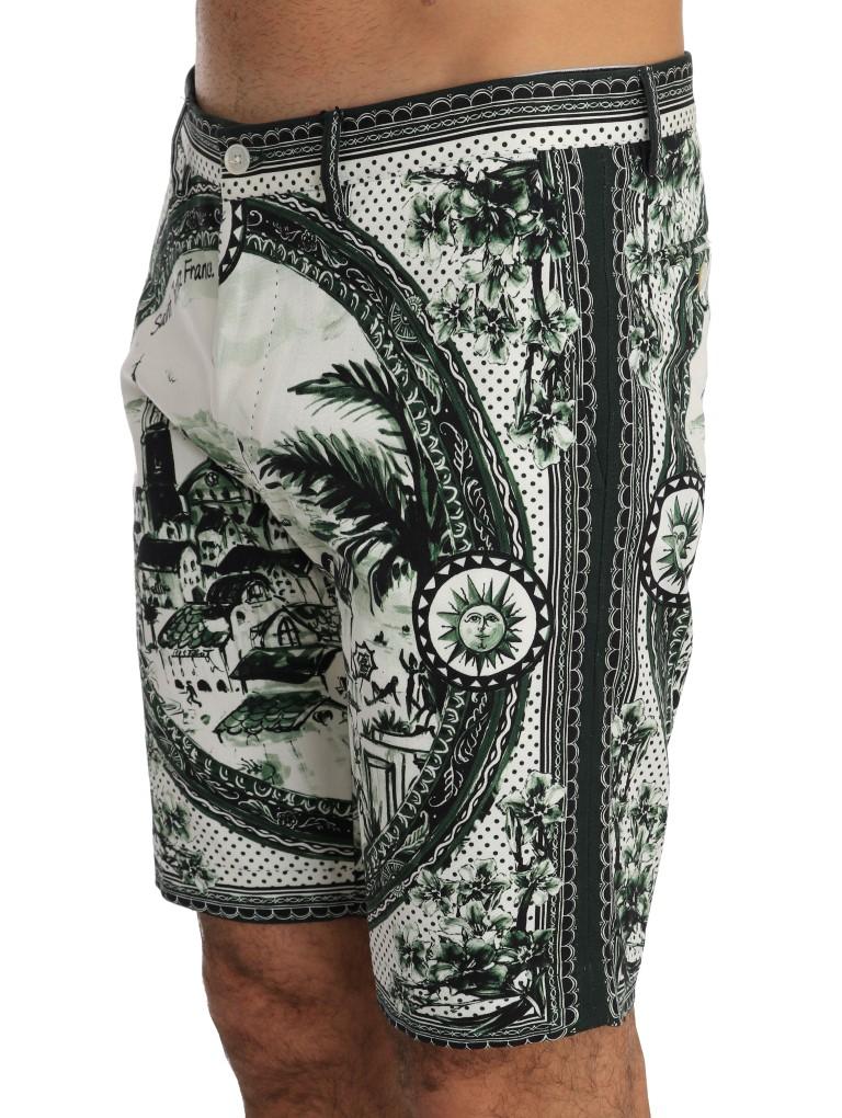 Black Green Saint Tropez Cotton Shorts