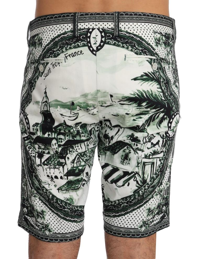Black Green Saint Tropez Cotton Shorts