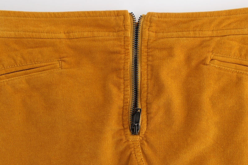 Yellow corduroy mini skirt