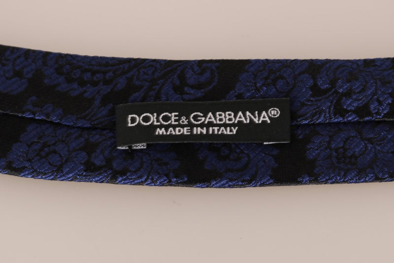Black Silk Blue Print Slim Tie