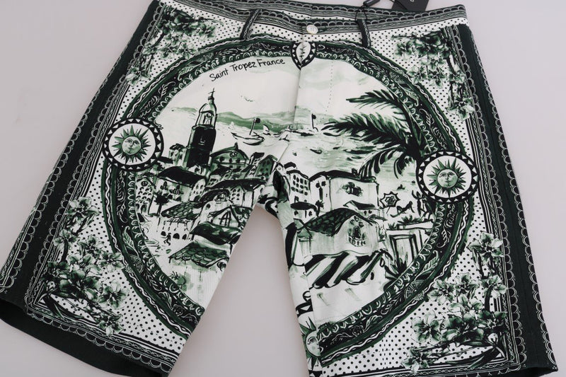 Black Green Saint Tropez Cotton Shorts