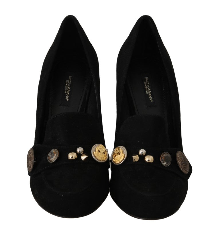 Black Suede DG Logo Studs Moccasins