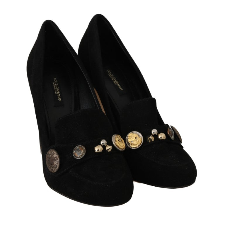 Black Suede DG Logo Studs Moccasins