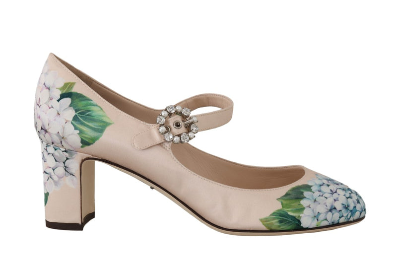 Beige Silk Hortensia Crystal Shoes