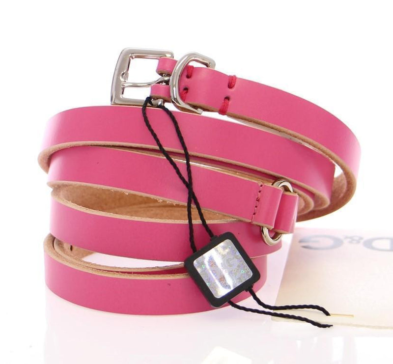 Pink Double Wrap Leather Logo Belt