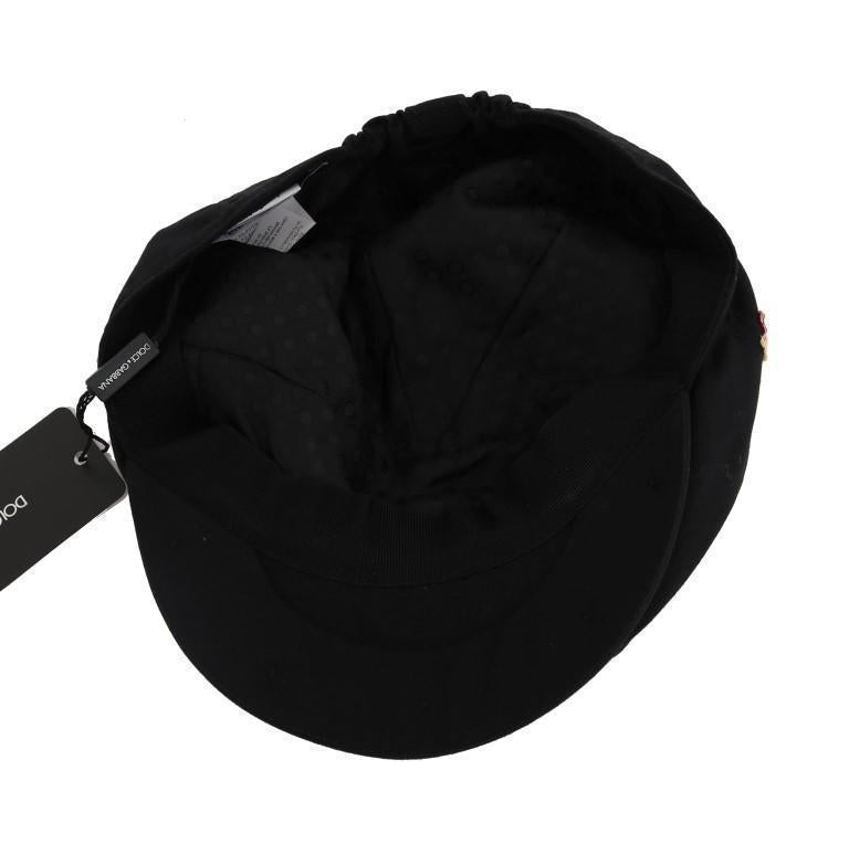 Black Hand-Stitched Angel Newsboy Cap