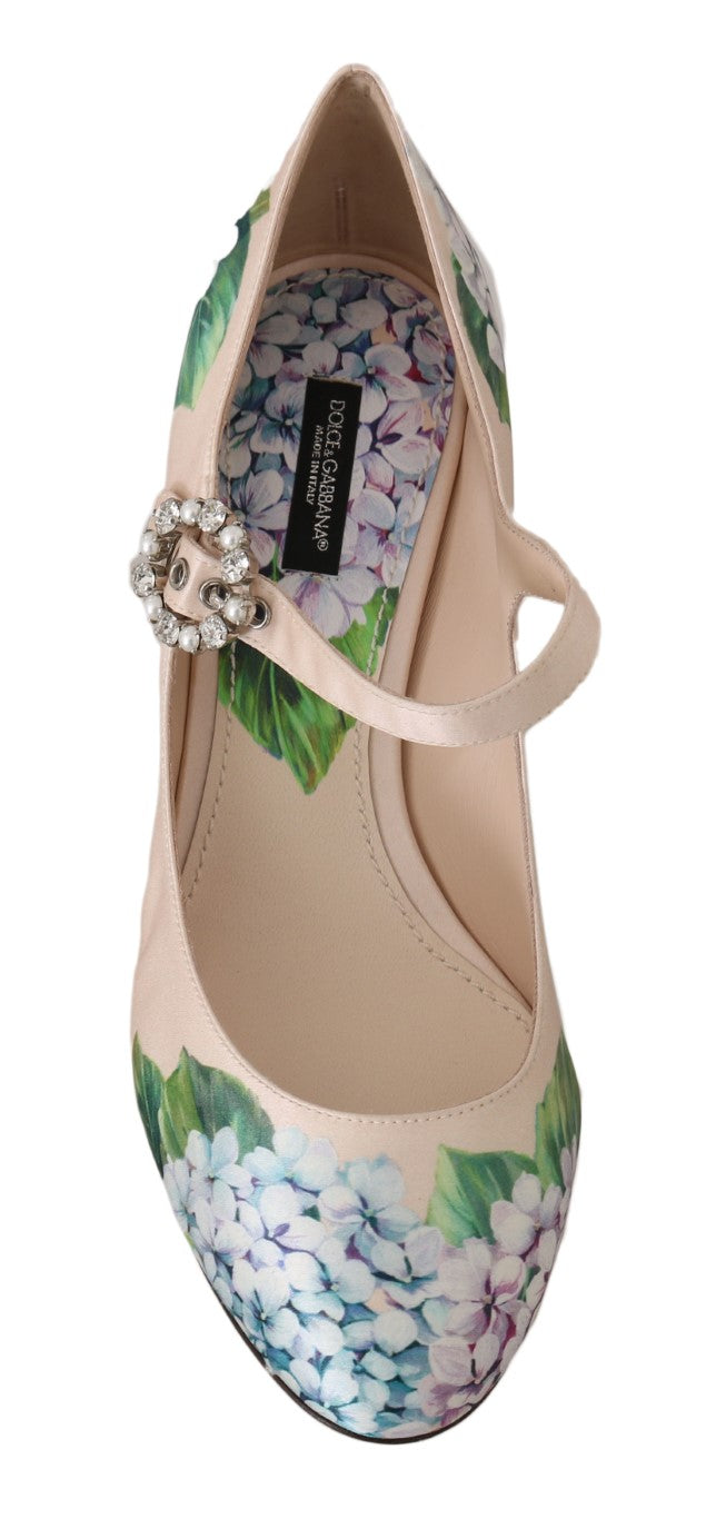 Beige Silk Hortensia Crystal Shoes