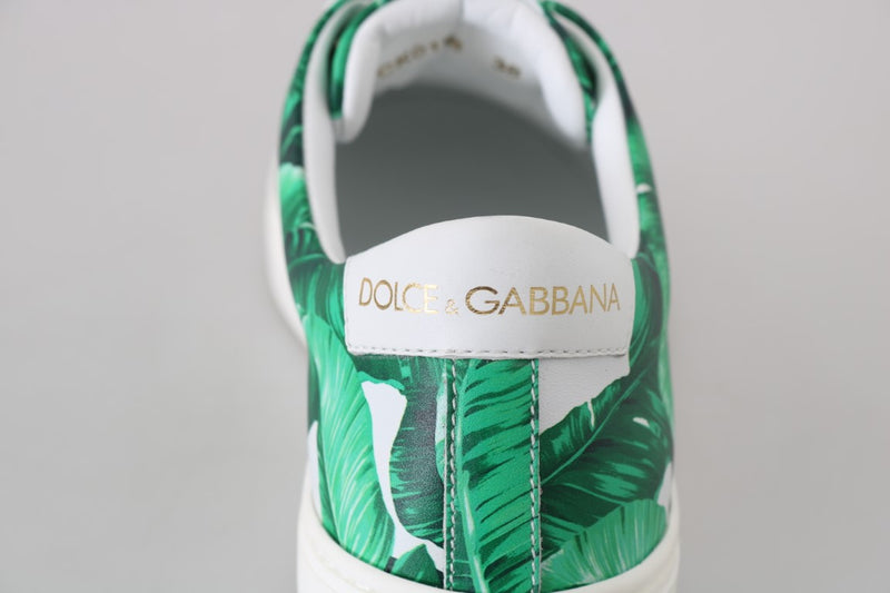 Leather White Green Banana Sneakers
