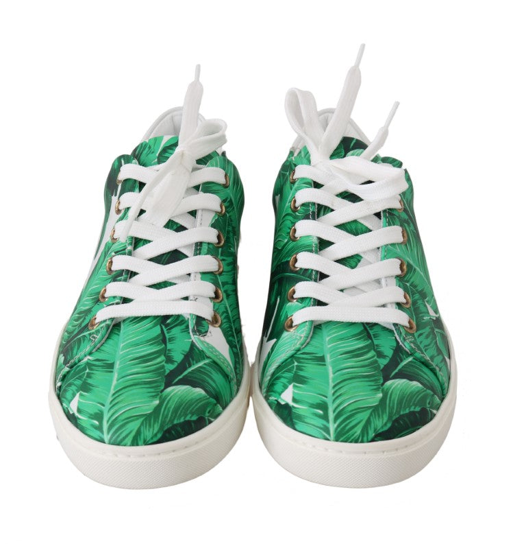 Leather White Green Banana Sneakers