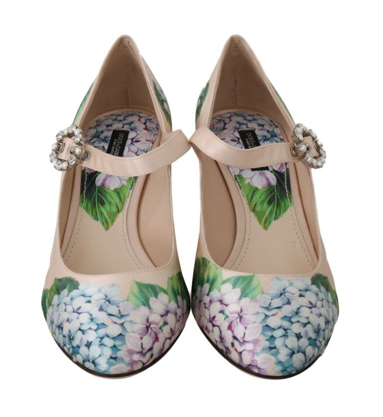 Beige Silk Hortensia Crystal Shoes