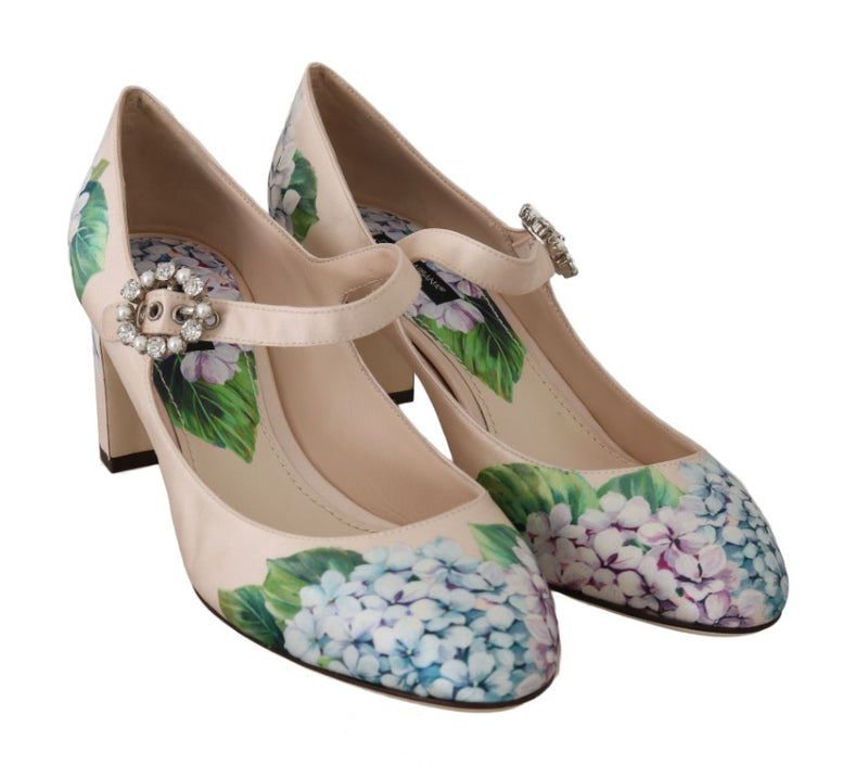 Beige Silk Hortensia Crystal Shoes