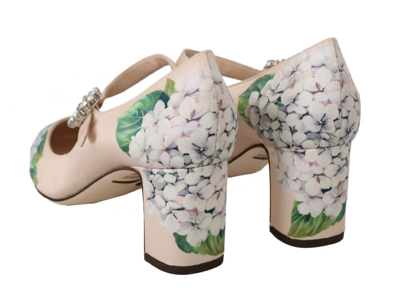 Beige Silk Hortensia Crystal Shoes