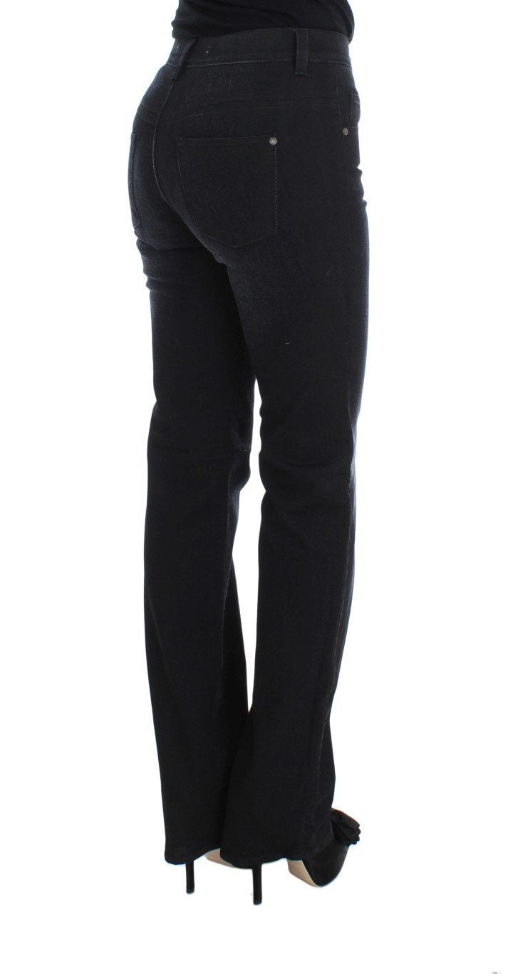 Blue Cotton Blend Slim Fit Bootcut Jeans