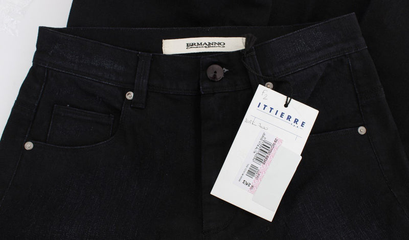 Blue Cotton Blend Slim Fit Bootcut Jeans